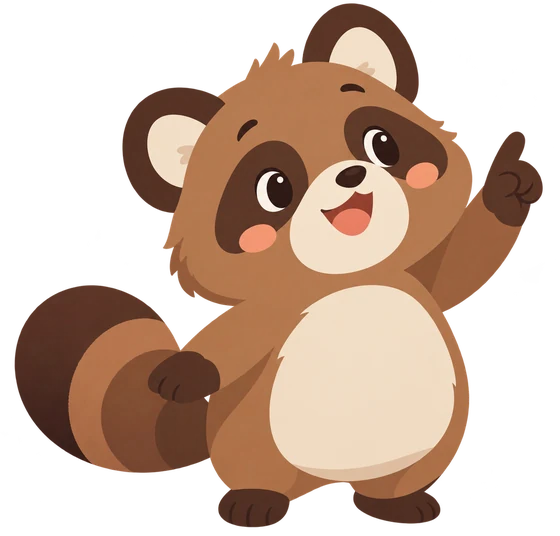 架空のタヌキの案内キャラクター