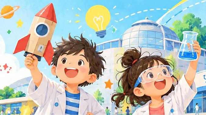子どものための体験型科学ミュージアムのビジュアル